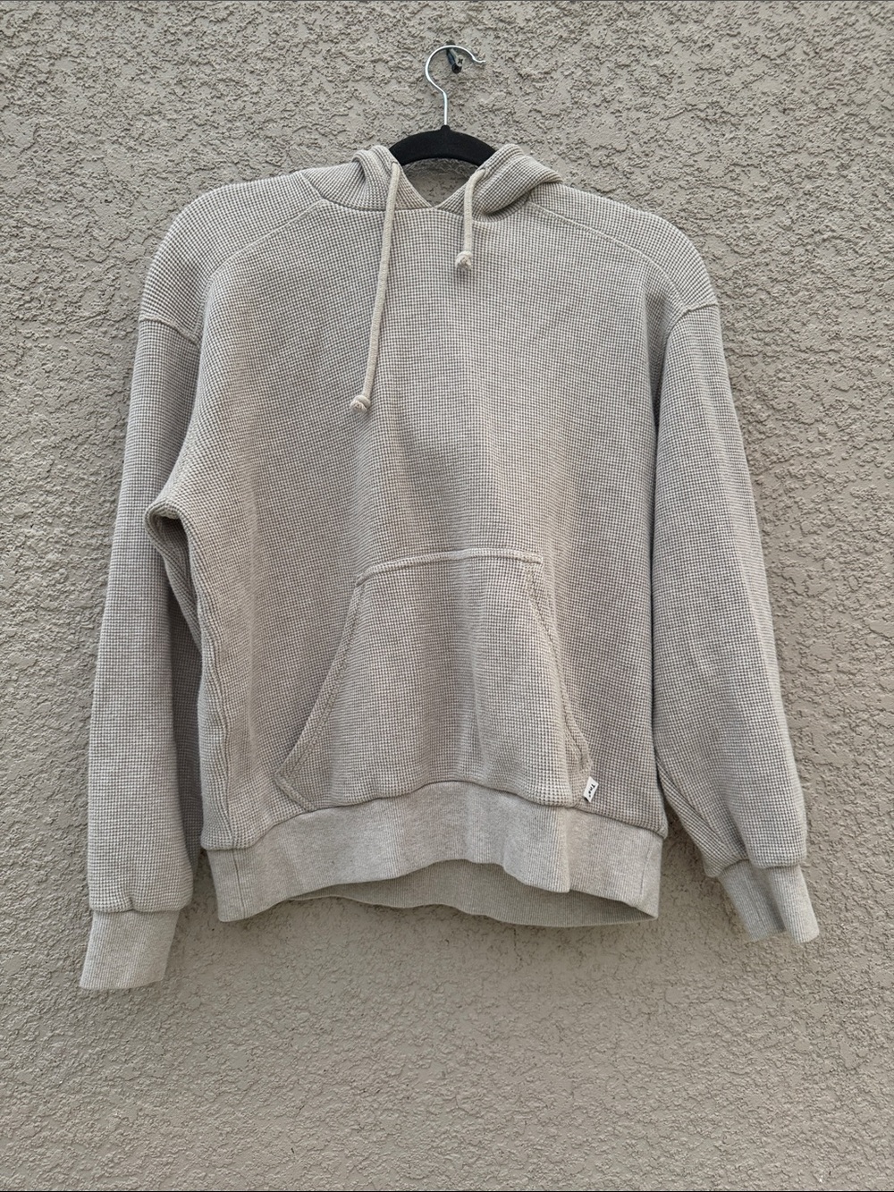 TNA Beige Waffle-Knit Hooded Sweatshirt